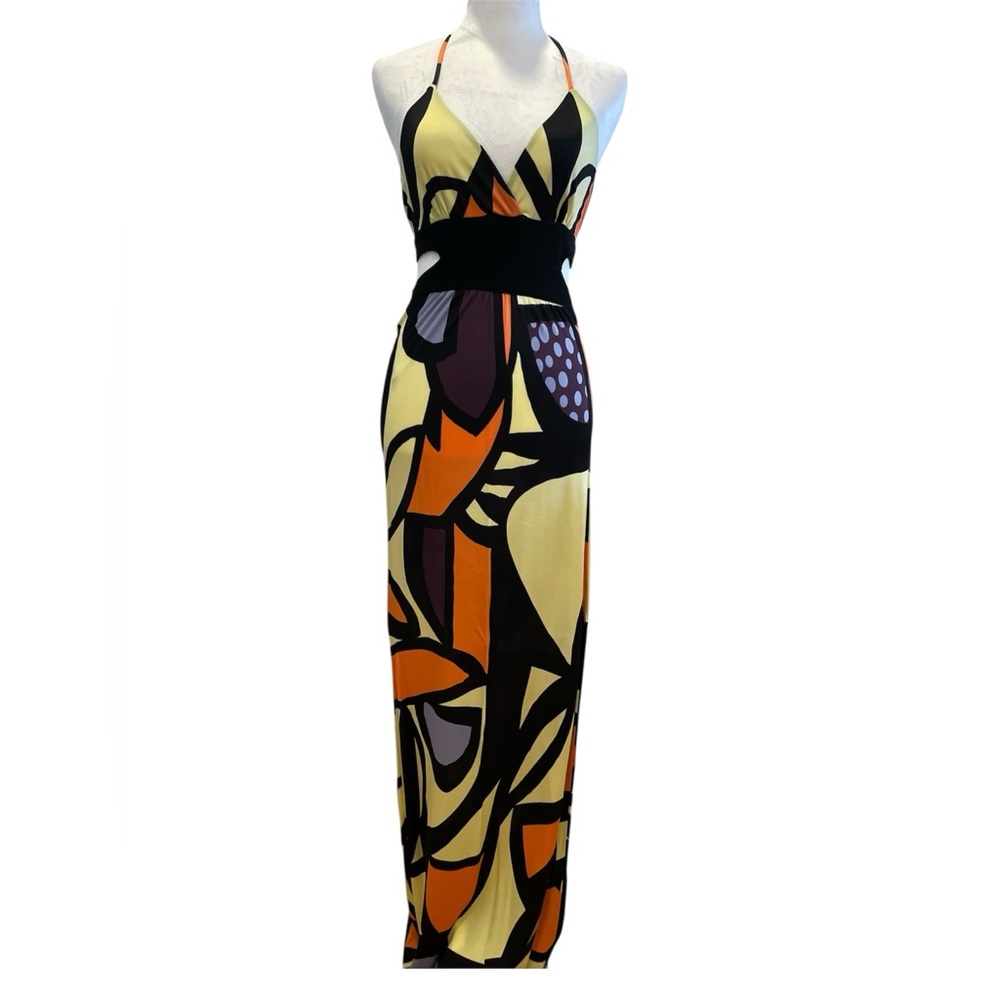 M Missoni Abstract Print Halter Maxi Dress Italian Resort Y2K Style